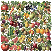 50pcs Retro Retro Fruit Graffiti Stickers Fruit and Vegetable Teaching Stickers Scrapbook Guitar Mobile DIY Waterproof Stickers