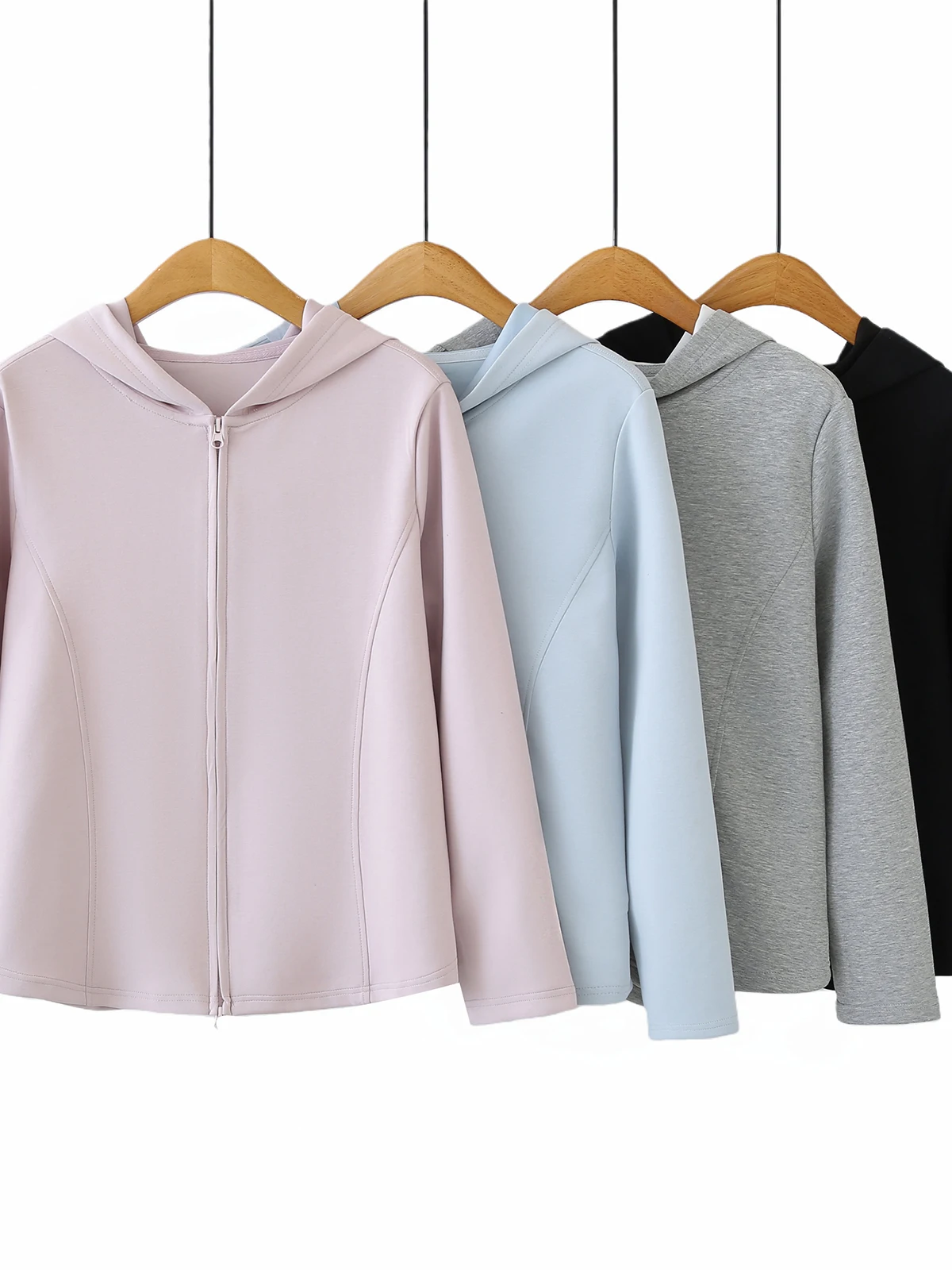 

Spring 2026 Women's Hooded Double Zipper Sweatshirt Cardigan Korean Style Slimming plus Size Meat Covering Outerwear
