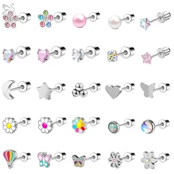 ZS 2 pz/lotto orecchino a bottone in acciaio inossidabile per donna colore argento orecchini a bottone stella luna cuore semplice orecchio Helix Piercing alla cartilagine 20G