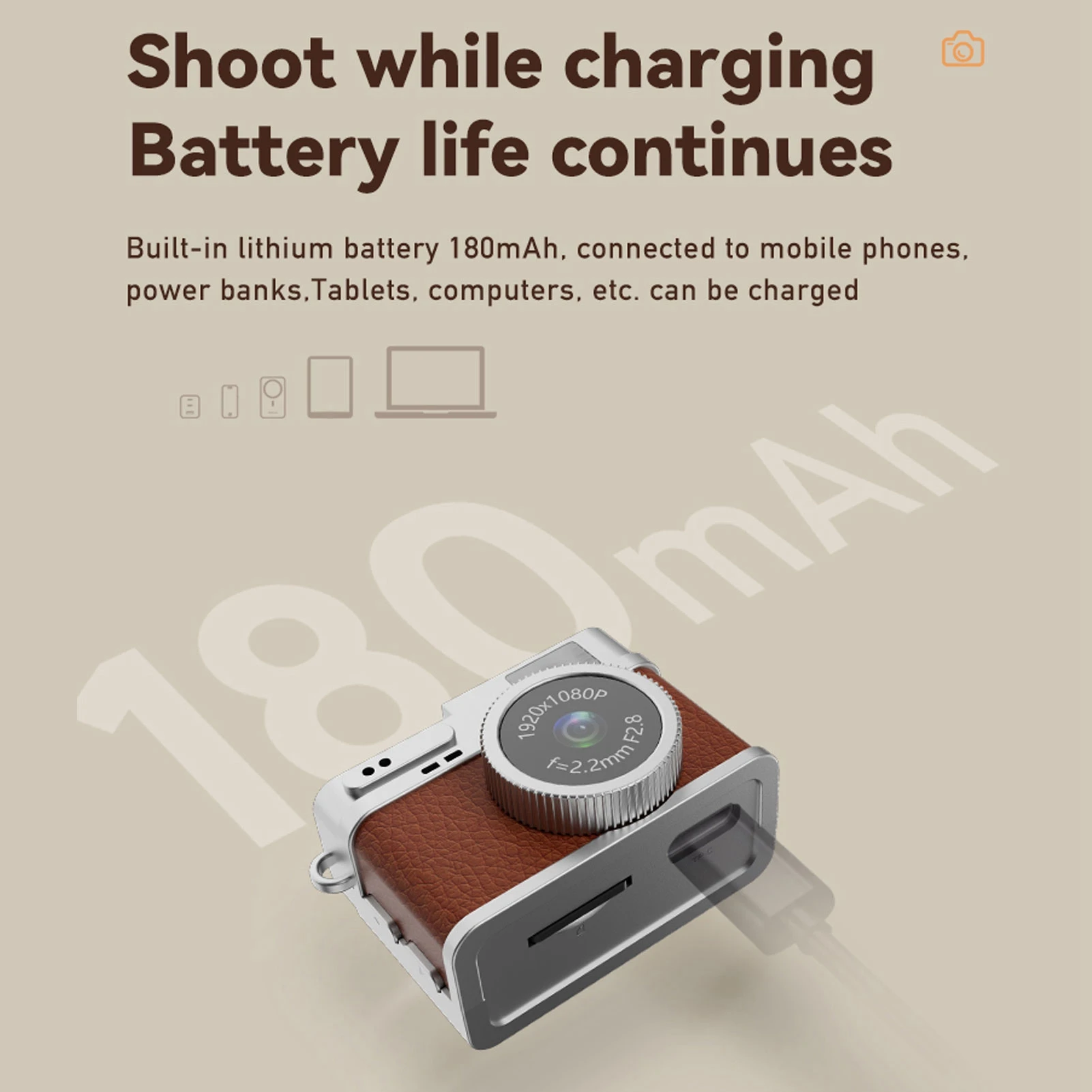 كاميرا رقمية صغيرة كاميرا رقمية كلاسيكية صغيرة 1080P FHD 0.96 بوصة شاشة ملونة 128GB LED ملء ضوء كاميرا رقمية #4