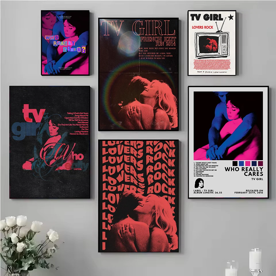 Indie Band TV Girl Aesthetic Retro Canvas Poster HD Printed Romantic Kiss Pop Music Wall Art Pictures Home Bedroom Decor