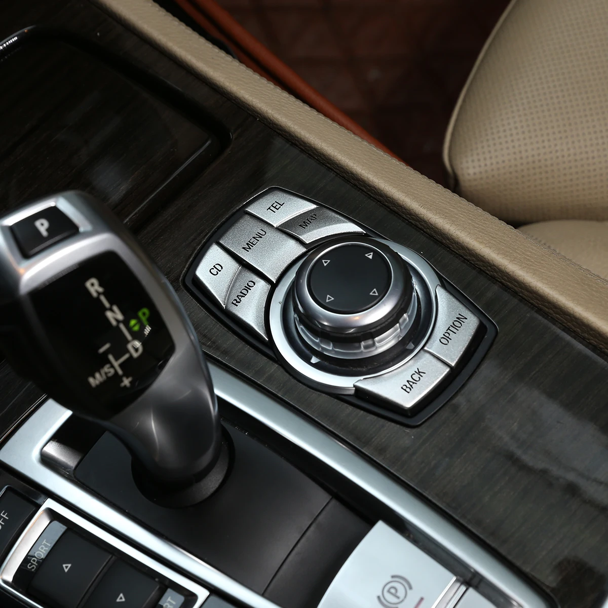 Applicable For BMW Multimedia Button Stickers - Model C3-(NAV+CD) Silver 5 Pieces Set