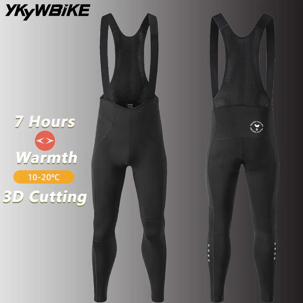 

YKYWBIKE 2025 Mens Winter&Autumn Cycling Long Pants Fleece-lined Thermal Riding Tights 3D Cutting Road Bike Trousers 10-20°C