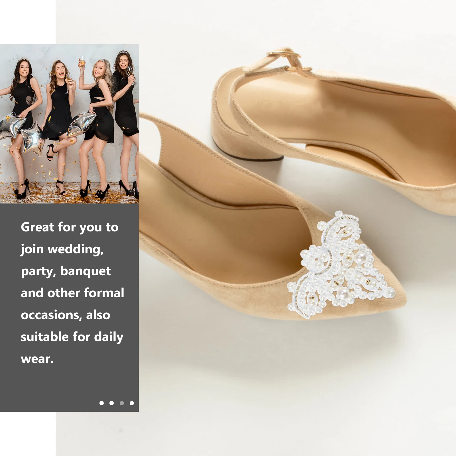 

Pearl Shoe Flowers Decor Accessories DIY Garment nament White Bridal Party Banquet Wedding Shoe Patch Beads