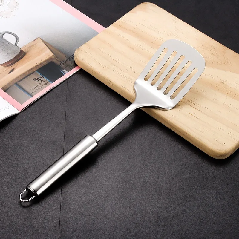 1pc Stainless Steel Slotted Turner Kitchen Cooking Spatula Saute Steak Burger Butter Tool