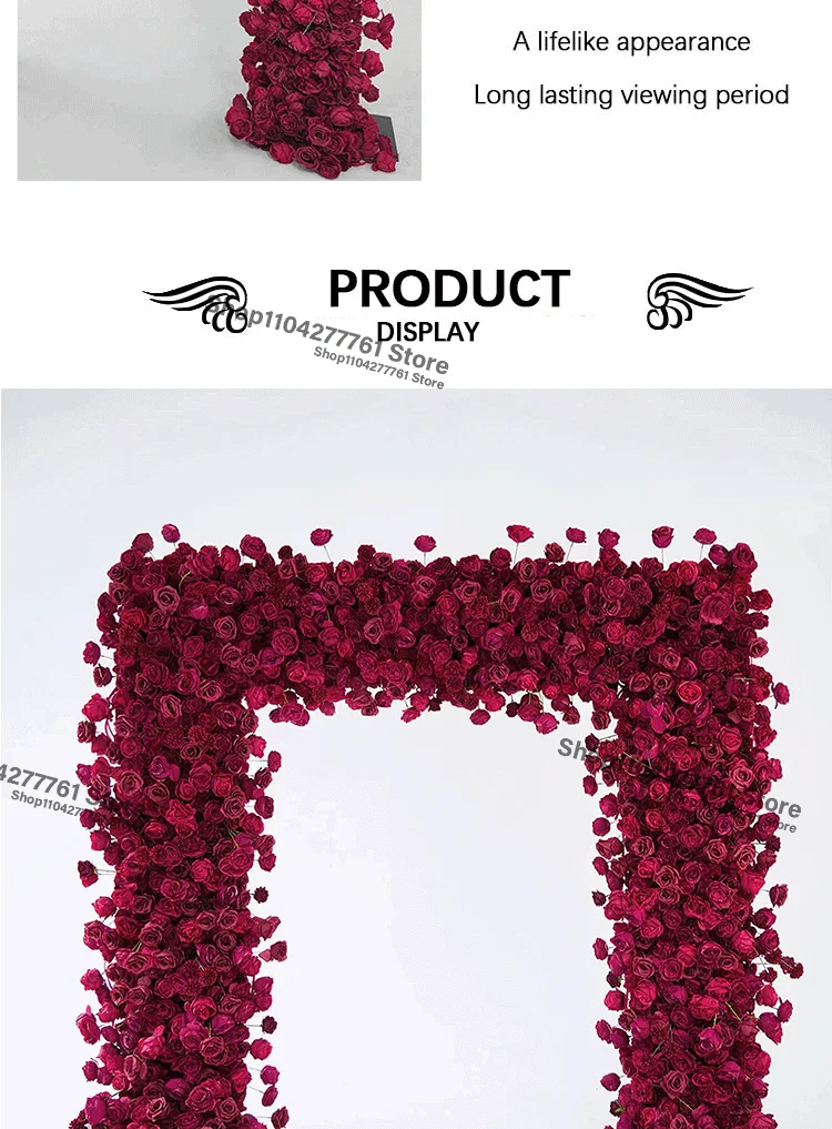 5D Luxuriöse Weiß/Rot-Burgunder Rosenblumenreihe Dekoration Hochzeits-Hintergrundrahmen Bogen Blumenarrangement Schaufensterdekoration Eventzubehör – Detail 6