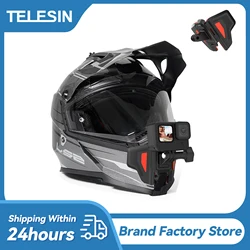 TELESIN Motorcycle Helmet Mount Strap Foldable Bracket for GoPro Hero 12 11 10 9 DJI Action  Insta360 Camera Parts Cycling Shoot