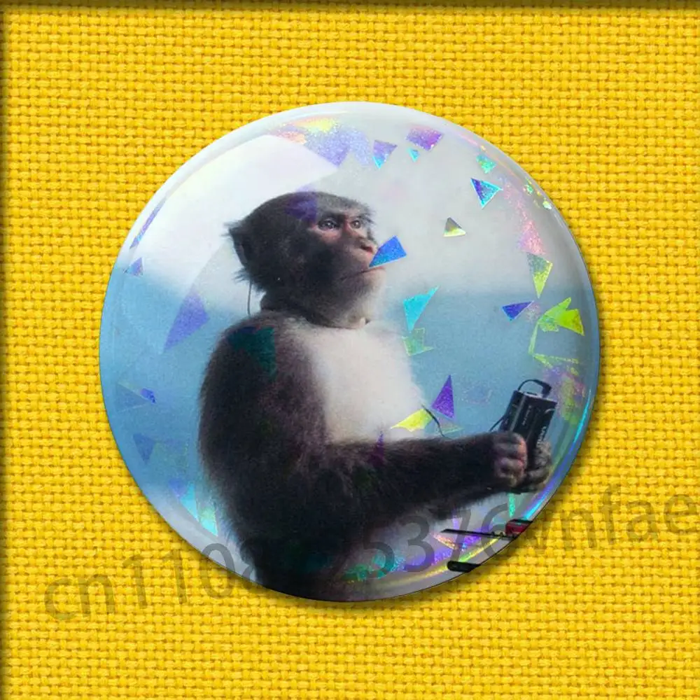 Monkey Funny Tape Badges Badge 75mm 25mm 44mm 32mm 58mm Round Pin Brooch Souvenir Cosplay Gift Adornment