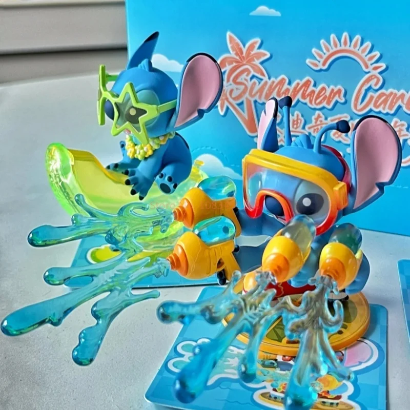 New Arrival Disney Stitch Summer Carnival Series Blind Box Anime Kawaii Trendy Ornament Model Collection Doll Toy Mysteriou Gift