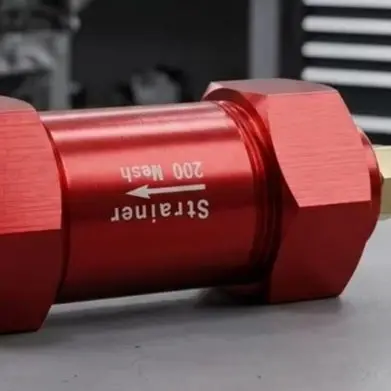 Red Aluminum Alloy Fuel Injector Filter Element Mesh 29x54mm High Pressure Inline Filter For Vehicle Engine Testing And Maintena