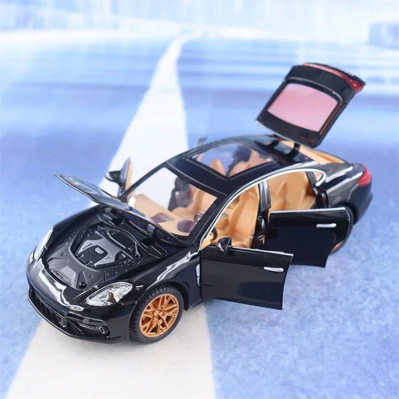 Modèle de voiture de sport Porsche Panamera en alliage métallique moulé sous pression, 1:24, son, lumière, nervure arrière, collection de jouets pour enfants, cadeaux, X57