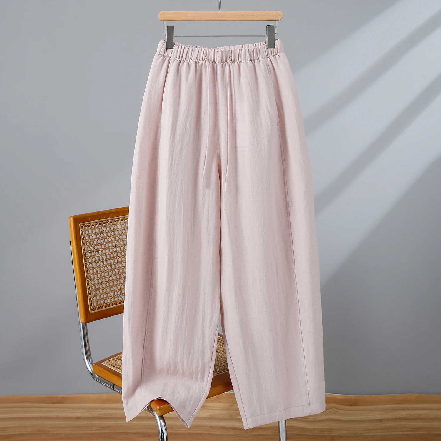 New 2026 Harem Pants Cool Anti-Wrinkle Comfortable Breathable Lenzing Linen Pants Women's Casual Trousers Natural Waist
