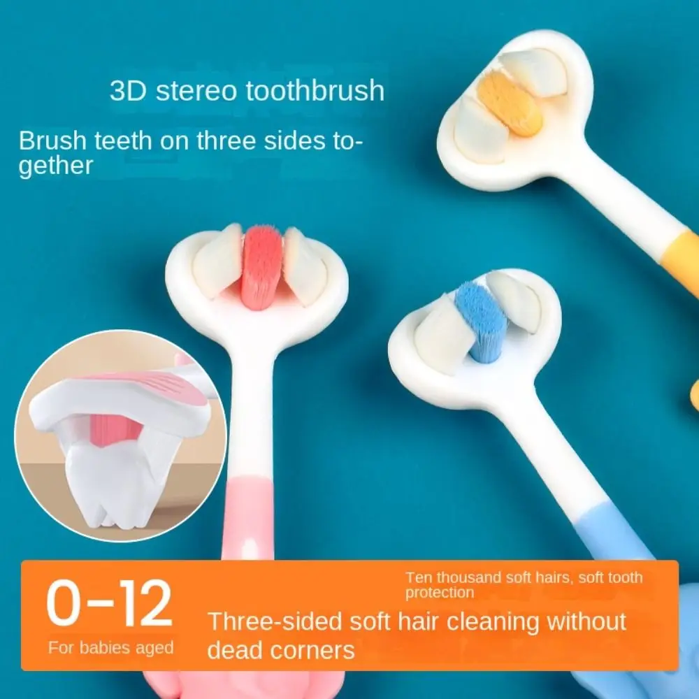 Soft Bristles Manual Teeth Brush Candy Color Cartoon V-shaped Three-sided Toothbrush Durable Tooth Decay Prevention Tongue Brush