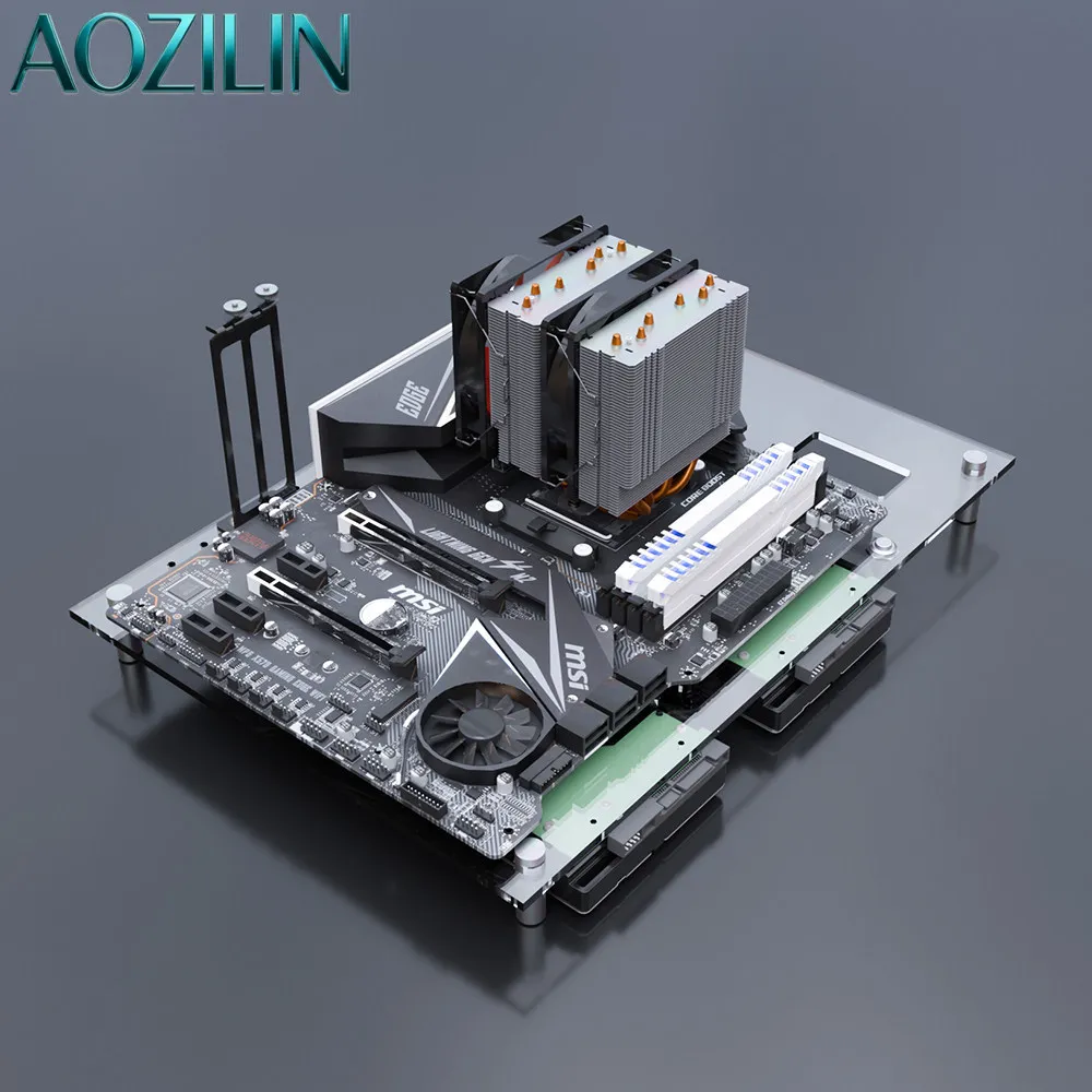 Transparent Acrylic Open‑Frame Mainboard Bracket, Studio Computer Case with Excellent Heat Dissipation for X79 X99 Motherboard