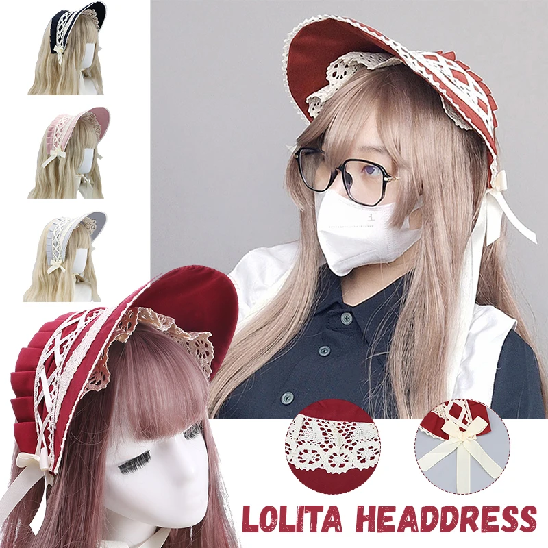 

Lolita Bonnet Victorian Headpiece Mori Girl Lolita Hat Gorgeous Elegant Tea Party Flat Cap Pastorale Style Lace Hat Bnt Cosplay