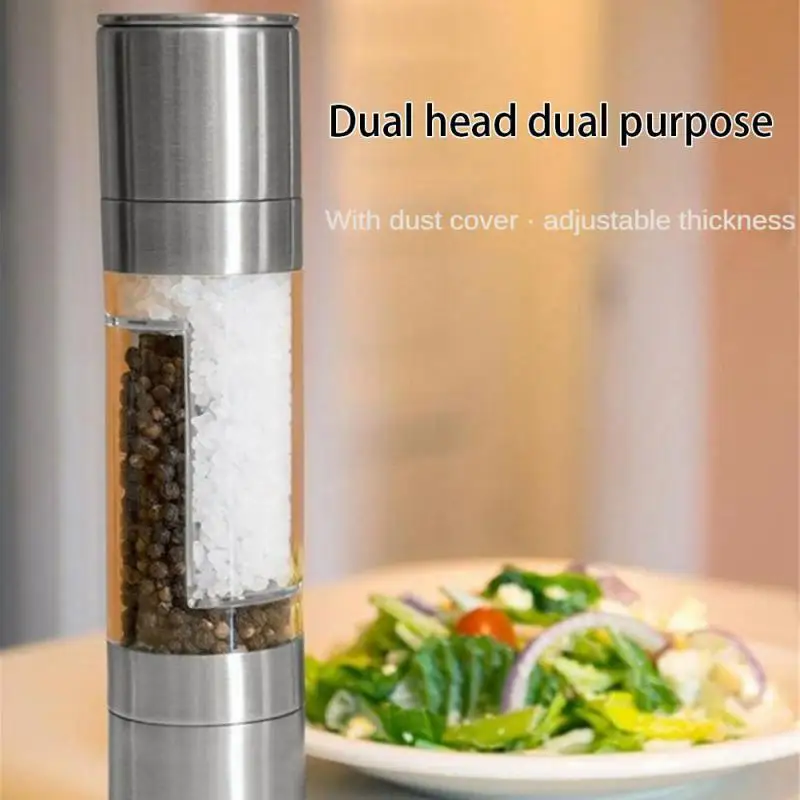 Pepper Mill Grinder 2 In 1 Pepper Mill Manual Stainless Steel Salt Pepper Grinder Seasoning Kitchen Tools Grinding for Cooking