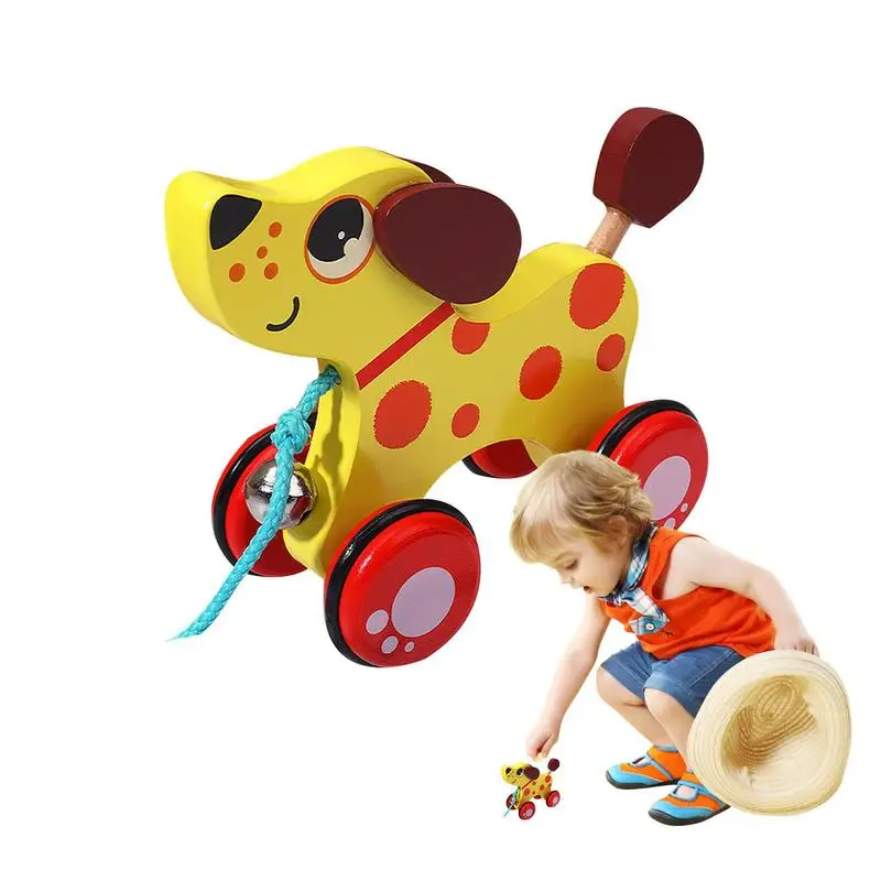 

Wooden Pull Along Toy Animal Shaped Push Pull Walking-Learning Toy Two-Way Sliding Montessori Toddler Pull Toy Toys With Rattle