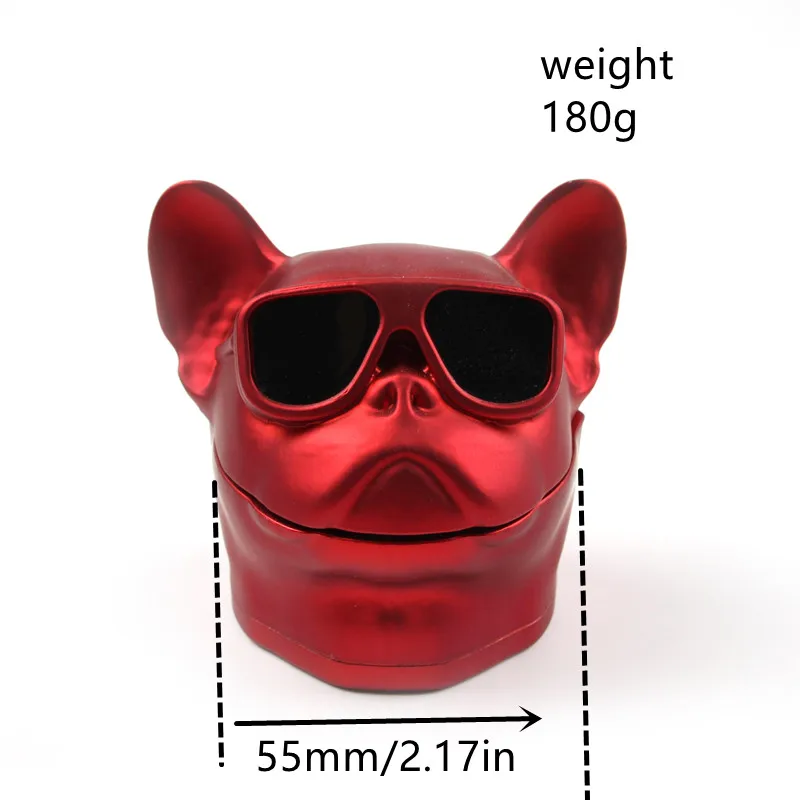 55mmZinc alloy dog head cigarette grinder, three-layer tobacco shredder with drawer dog head grinder