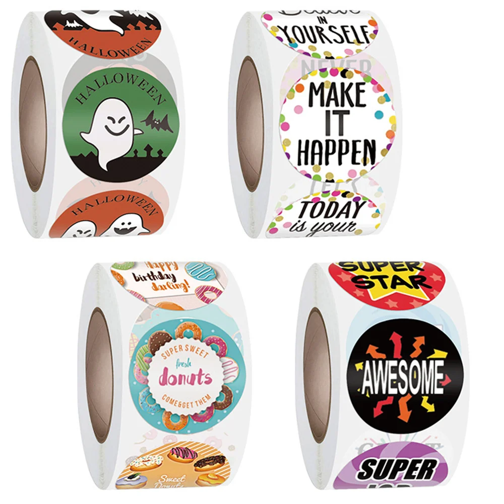 500pcs Halloween Pumpkin Ghost Sticker Packaging Sealing Label Sticker 2.5/1inch Gift Stickers Labels Horror Creation Decoration