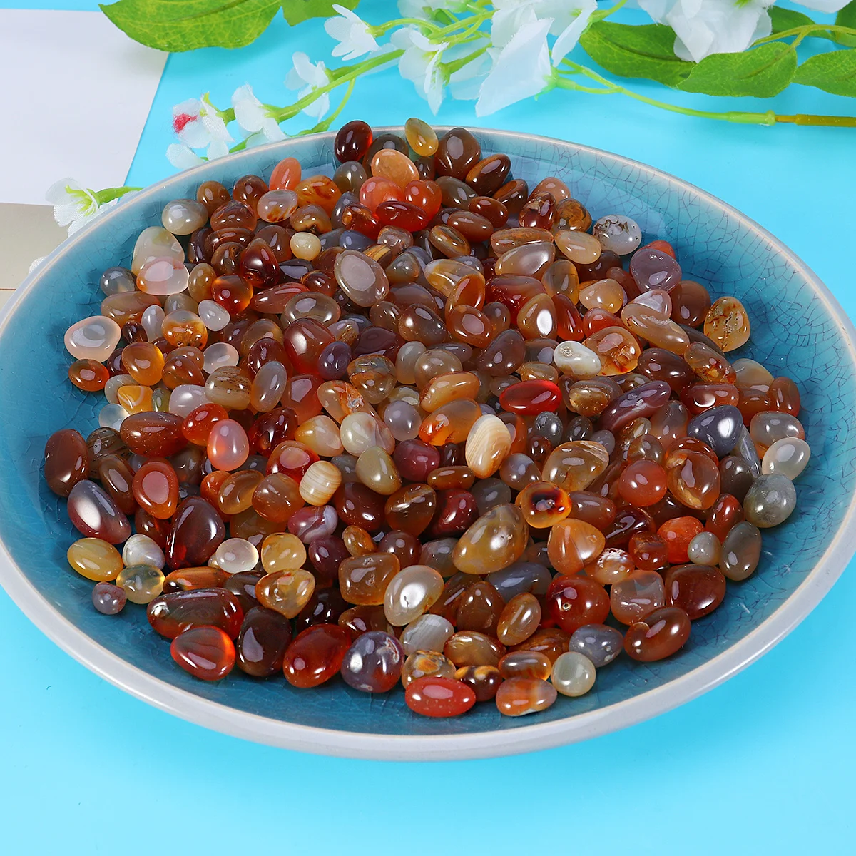 العقيق الطبيعي حجر الحصى الحصى 500 جرام مصقول الحصى الطبيعية حوض للأسماك المناظر الطبيعية الديكور 0.5-1 سنتيمتر