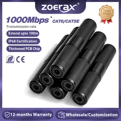 ZoeRax RJ45 Waterproof Coupler IP68,CAT6/CAT5e/CAT5 Female to Female Coupler Connector 8Pin for Outdoor Ethernet LAN Cable