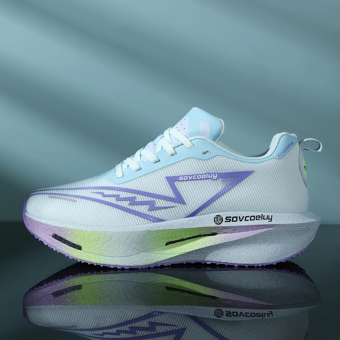 Atmungsaktive Strick-Mesh-Laufschuhe mit Carbonplatte Stoßdämpfende Athletische Sneaker – Detail 1