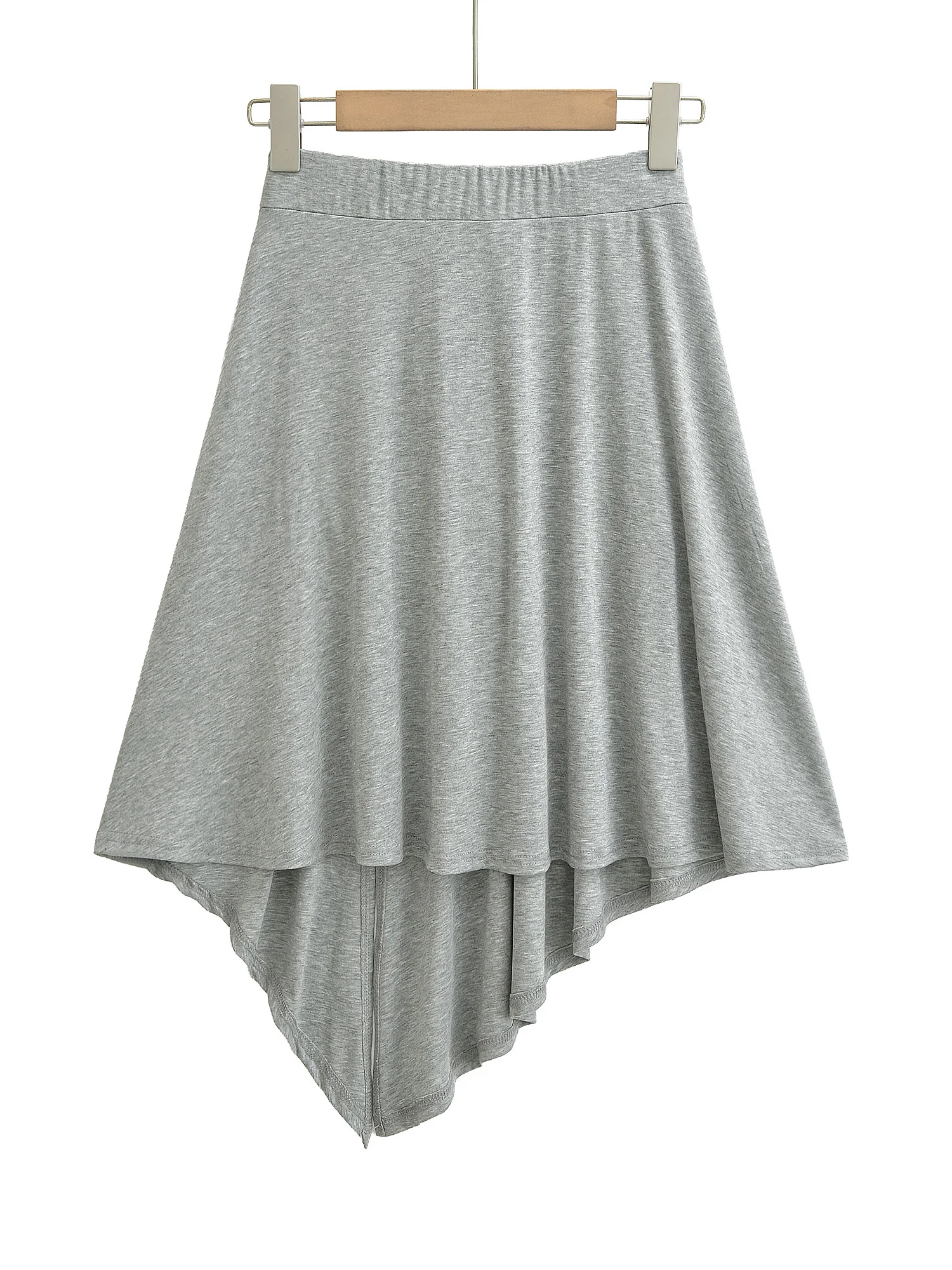 American Design High Waist Asymmetrical Slit Ruffle Hem Midi Skirt Women's Versatile Elegant A-Line Skirt Lenzing Lyocell Fabric