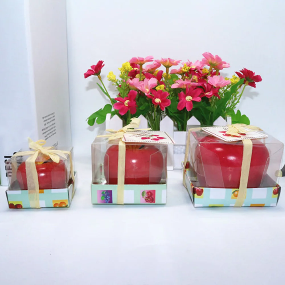 Apples Candle Xmas Funny 3d-Apple Shaped Candle Xmas Elements Design Elegant Home Decor Romantic Dinner Setting