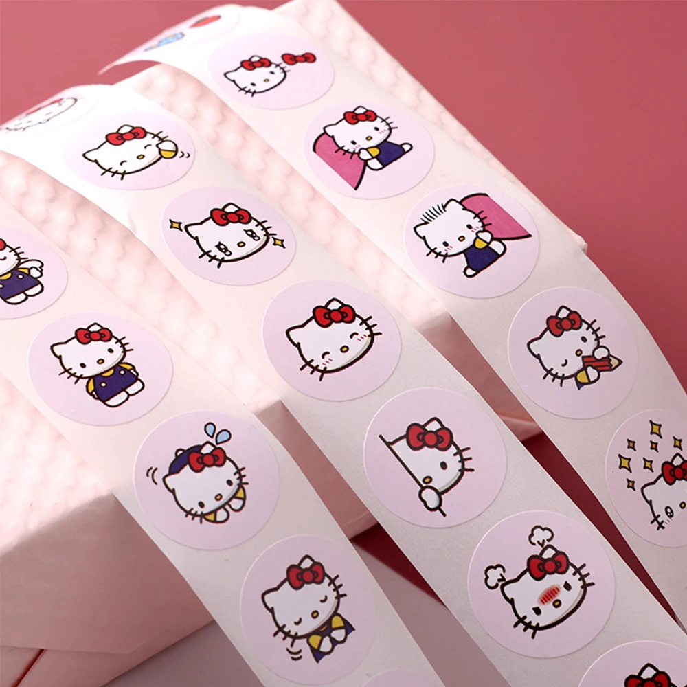 500pcs Cute Cartoon Hello Kitty Stickers Kawaii Girls Sanrio Decals Thank You Sealing Labels Handmade Gifts Decoration Sticker