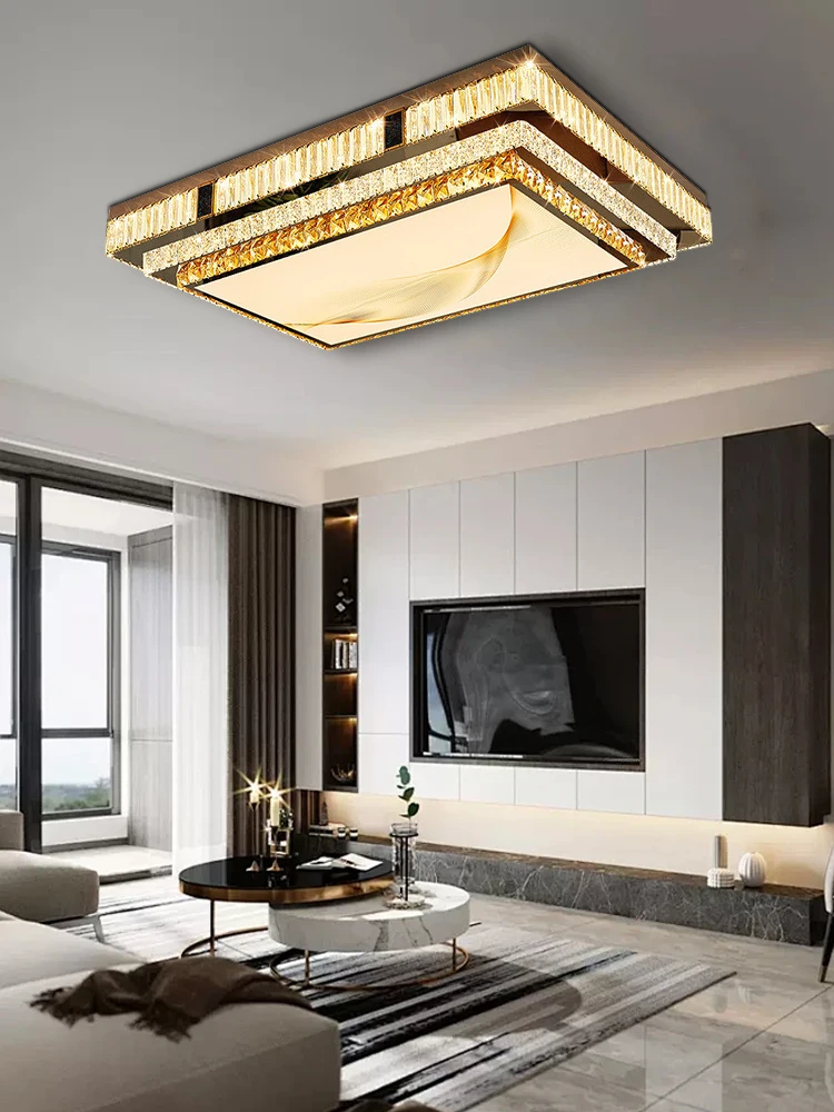 

Современный золотой потолочный светильник с кристаллами и регулируемой яркостью, роскошное потолочное освещение из нержавеющей стали, украшение комнаты Lamapras