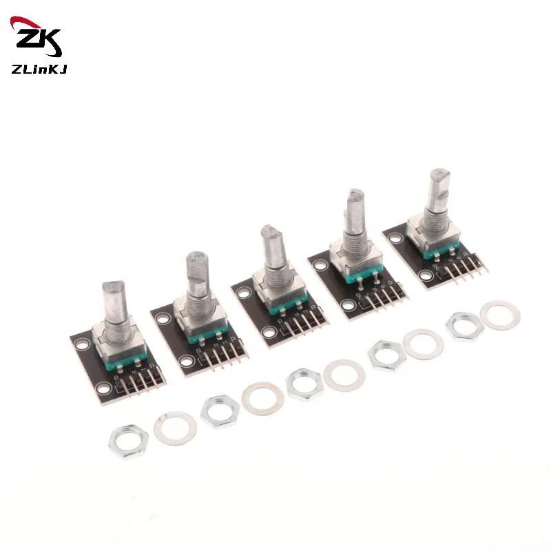 

2/5 шт. 360-градусный модуль поворотного энкодера KY-040, макетная плата датчика кирпича с потенциометром с ручкой