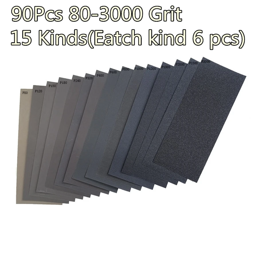

90 X Car 9x3.6" Silicon Carbide 80-3000 Grit Wet Dry Sandpaper Abrasive Paper