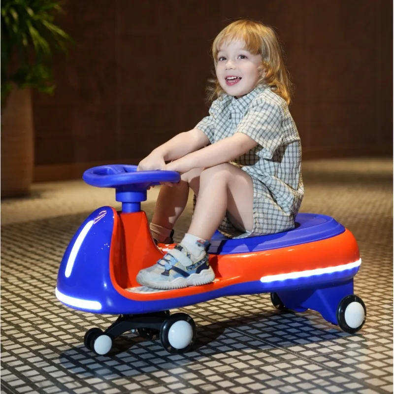 Carro de balanço infantil com volante, planador de plástico colorido de brinquedo sem pedal para crianças