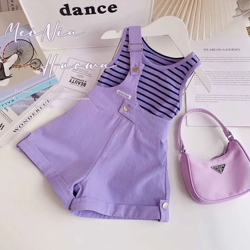 

2023 New Summer Girls Boby Kids Casual Shorts+ sleeveless T-shirt Clothing Set Comfortable Cute Baby Clothes Children Clothing