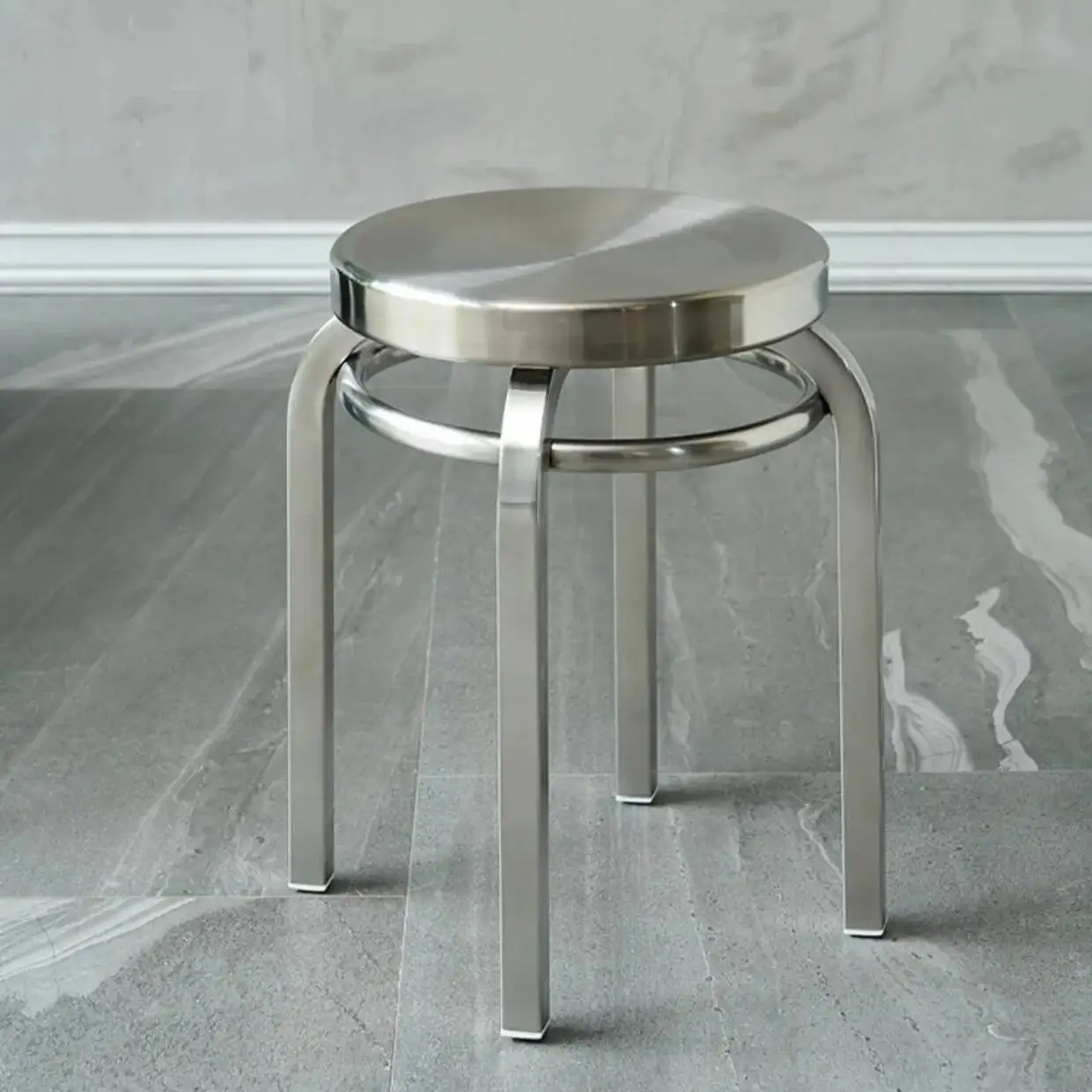 Tabouret rond léger et moderne en acier inoxydable, tabouret bas Simple, tabouret de loisirs, hôtel,