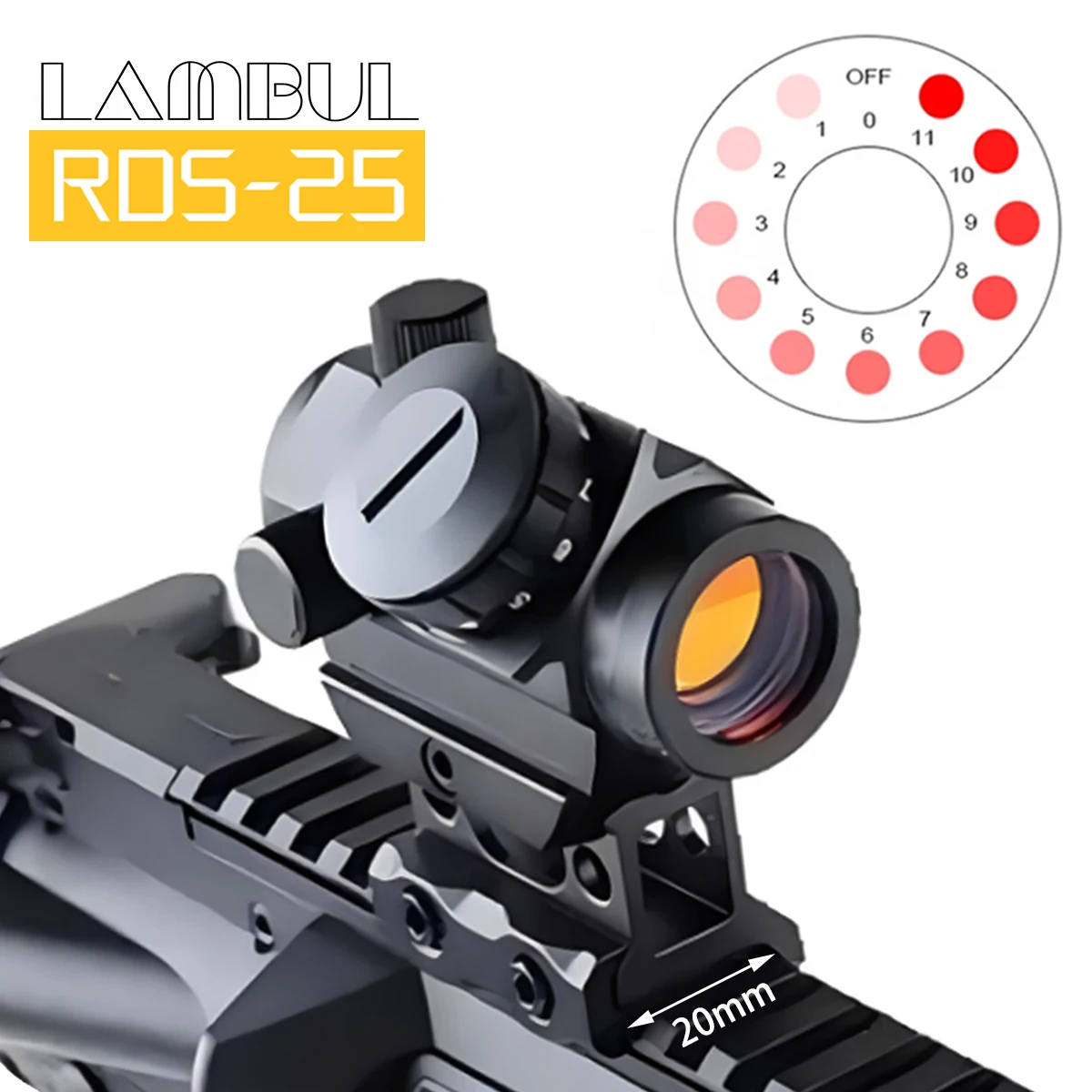 

Tactical 1x20 RDS-25 Red Dot Sight Optic Reflex Scope 2MOA Shockproof Sight Scopes Hunting Shooting Compact Red Dot Collimator