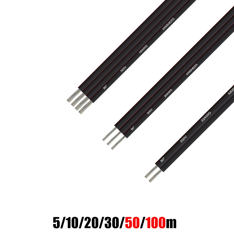 

2 3 4PIN Electrical Wire Tinned Copper PVC Insulated 22 20 18AWG Black LED Extension Cable For LED Strip Light SM JST Connector