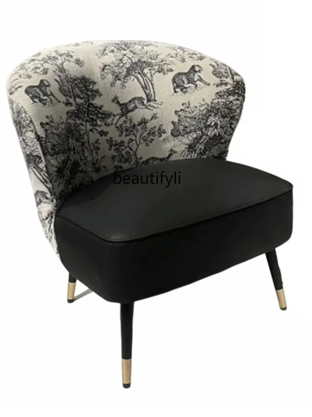 Retro Single-Seat Sofa Chair Balcony Chinese Style Designer French Wingback Chair Living Room American Leisure Chair