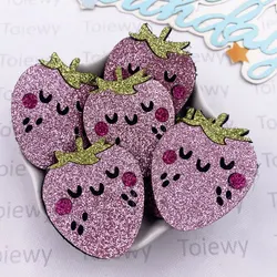 6pcs Felt Fabric Colorful Glitter 3D Bepowder Cartoon Strawberry Patch Applique Sewing Christmas Decor DIY Bow Crafts Supplies 1