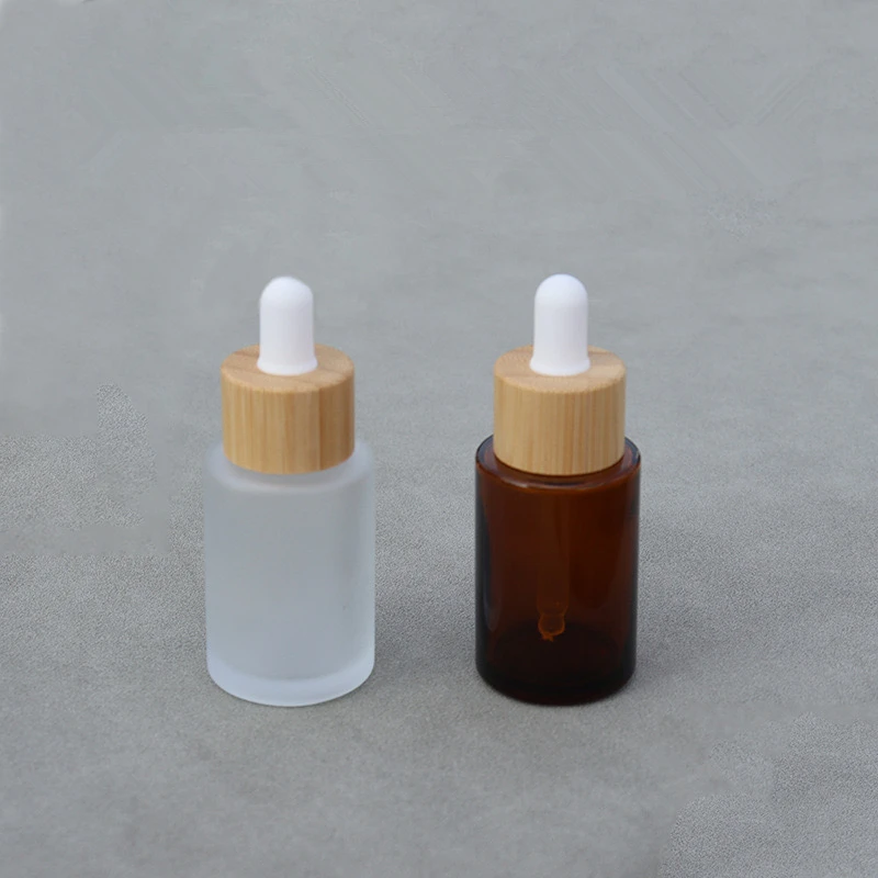 

50pcs Bamboo Dropper Bottles,30ml Thick Frosted Glass Tincture Bottle with Eye Droppers, Leakproof Travel Essential Oils Bottle