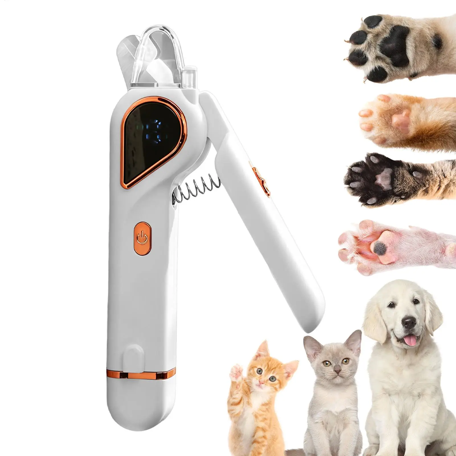 Pet Nail Trimmer With Light 2 In 1 Professional Electric Tool With File 3 Speeds Rechargeable Pet Nail Trimmer For Trimming