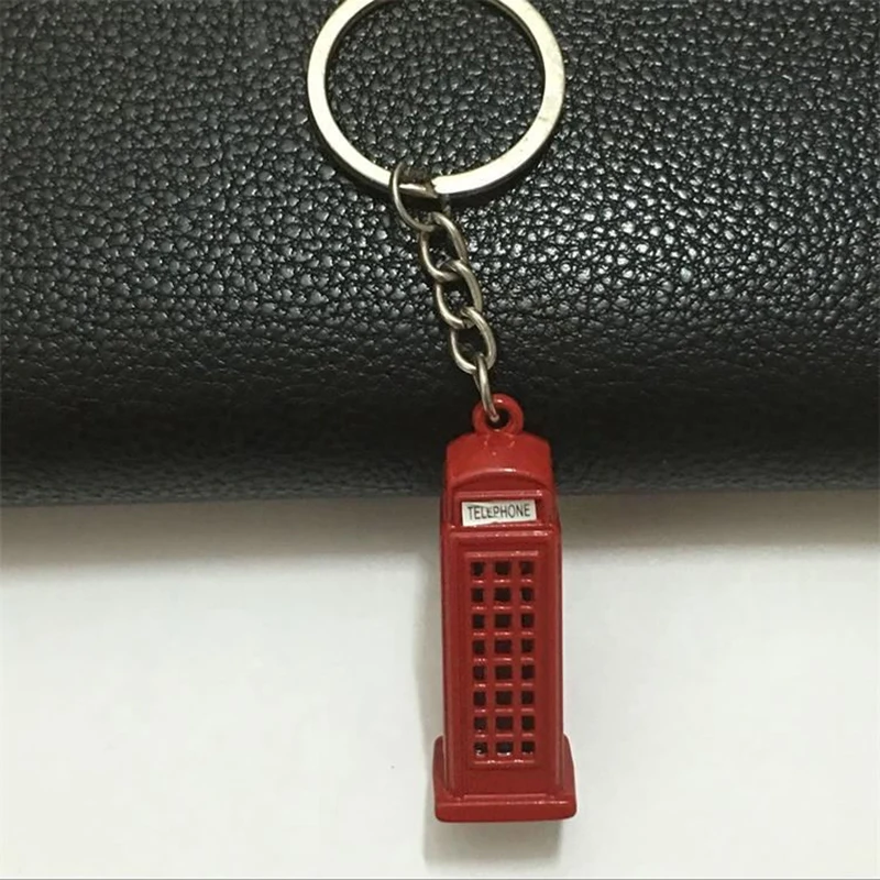 내구성 빈티지 전화 부스 영국 미니어처 런던 자동차 열쇠 고리 열쇠 고리 여자를위한 다이 캐스트 키 체인 선물 여자