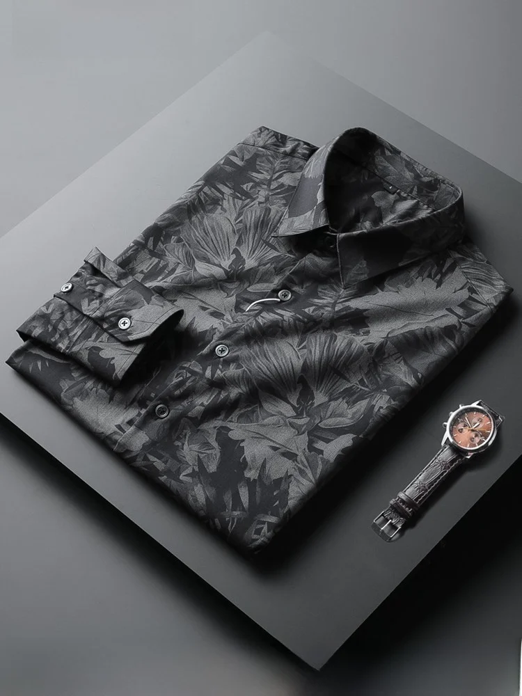 

Le Print Casual Long Sve Men's irt Faion Urban Sle Polyester Fabric Regular Fit Youth Inner Wear Autumn Season