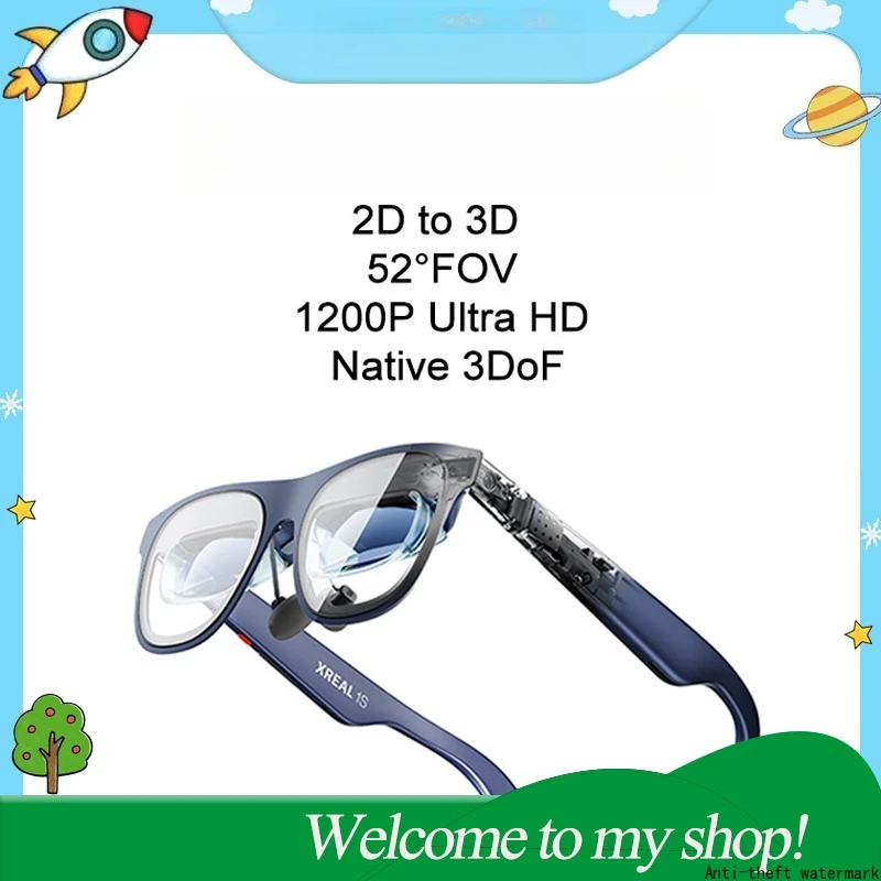 2026 Hot Sellingsmart glasses 2D  3D self-developed X1 chip aerial giant screen 500 inches 52°FOV 3DoF 1200P 1920*1200*2 700nits