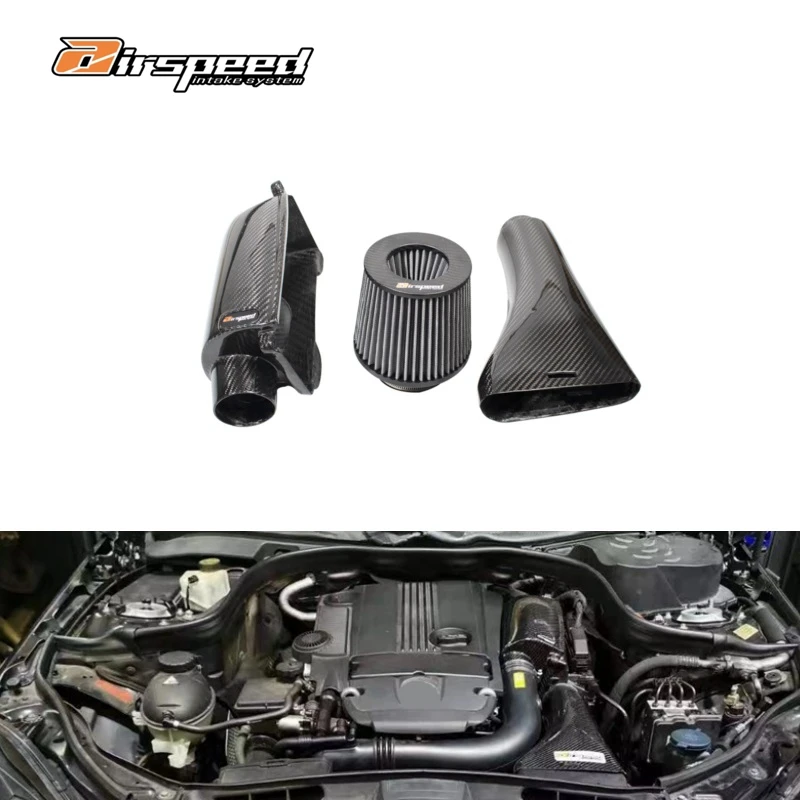 Système d'admission d'air haute performance en fibre de carbone sèche pour C E W204 W212 M271 1.8T, avec filtre d'admission et développement de données du véhicule d'origine