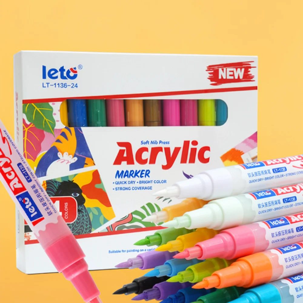 Professional Acrylic Paint Markers Soft Tip Valve Control Quick Dry Waterproof Pens For Artists Painting Craft Supplies