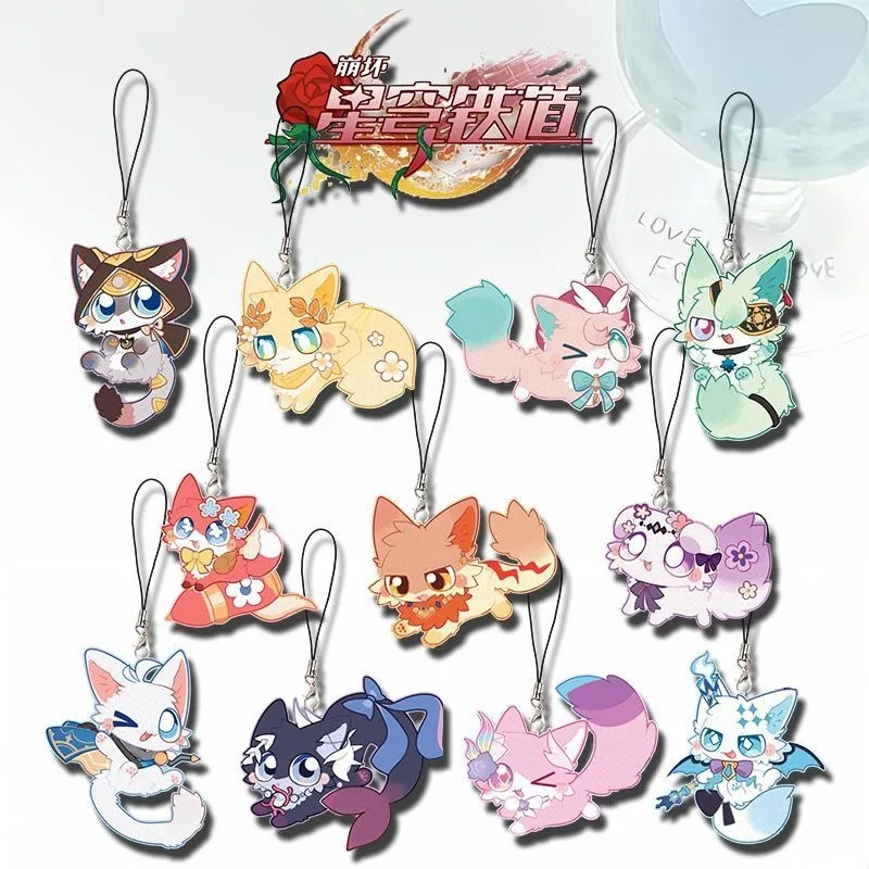 Honkai:Star Rail Cat Form Chrysos Heirs Cartoon Patterns Phone Chain Acrylic Cellphone Chain For Phone Lanyard Keychain Jewelry