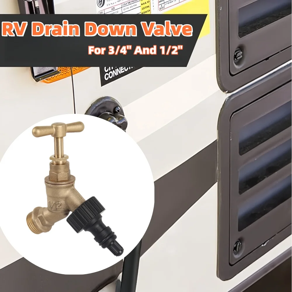 

RV Tap Valve Drain Down Valve Kits Winter Static Lodges Caravan Motorhome Pipe Cleaning Valve Accessories For 3/4" And 1/2"