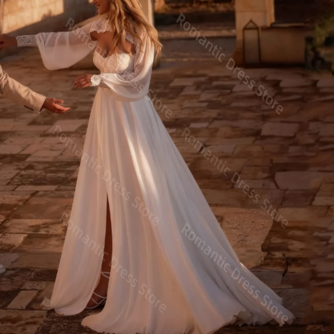 Romantische op maat gemaakte lieverd trouwjurk a-lijn lange mouwen rechter trein kant applique tule bruidjurk vestido de noiva