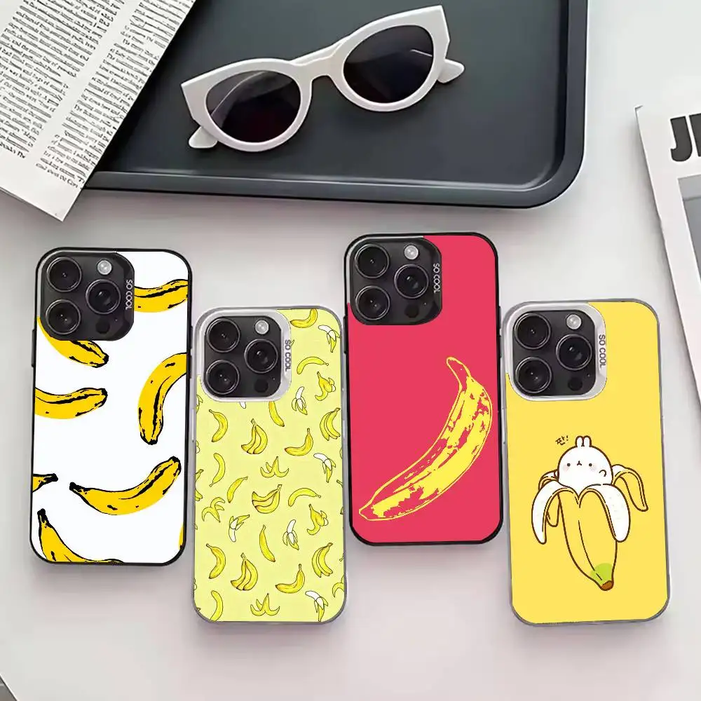 

F-Fruit B-Banana P-Pattern Phone Case For iPhone 17,16,15,14,13,12,11 Plus,Pro Max,XS,Colored silver phone case